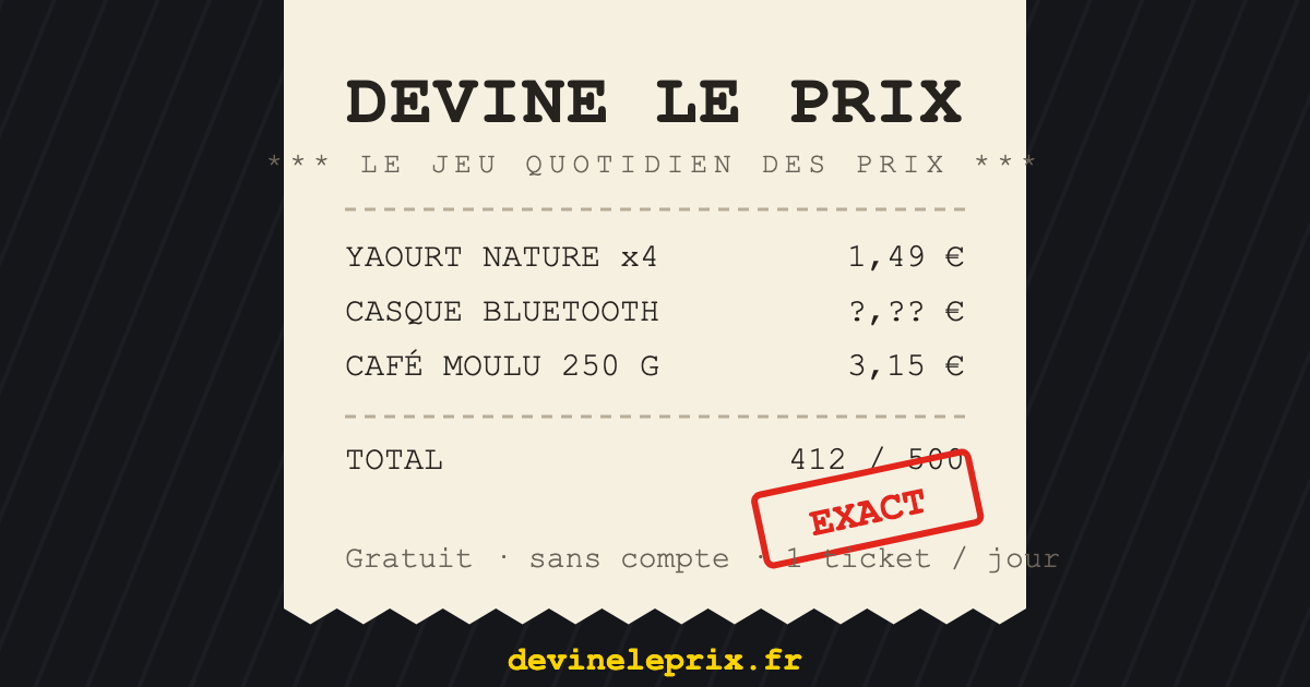 Visuel de présentation de Devine le prix